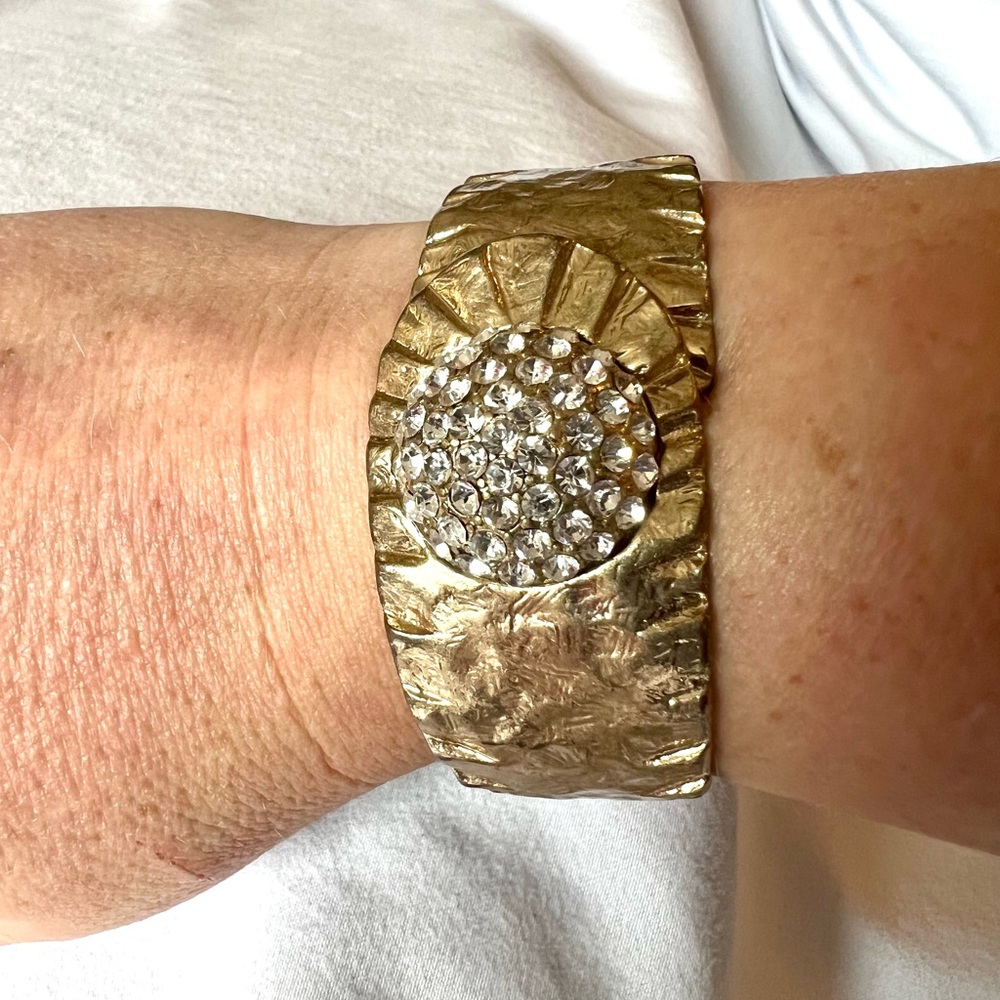 Gold and rhinestone cuff